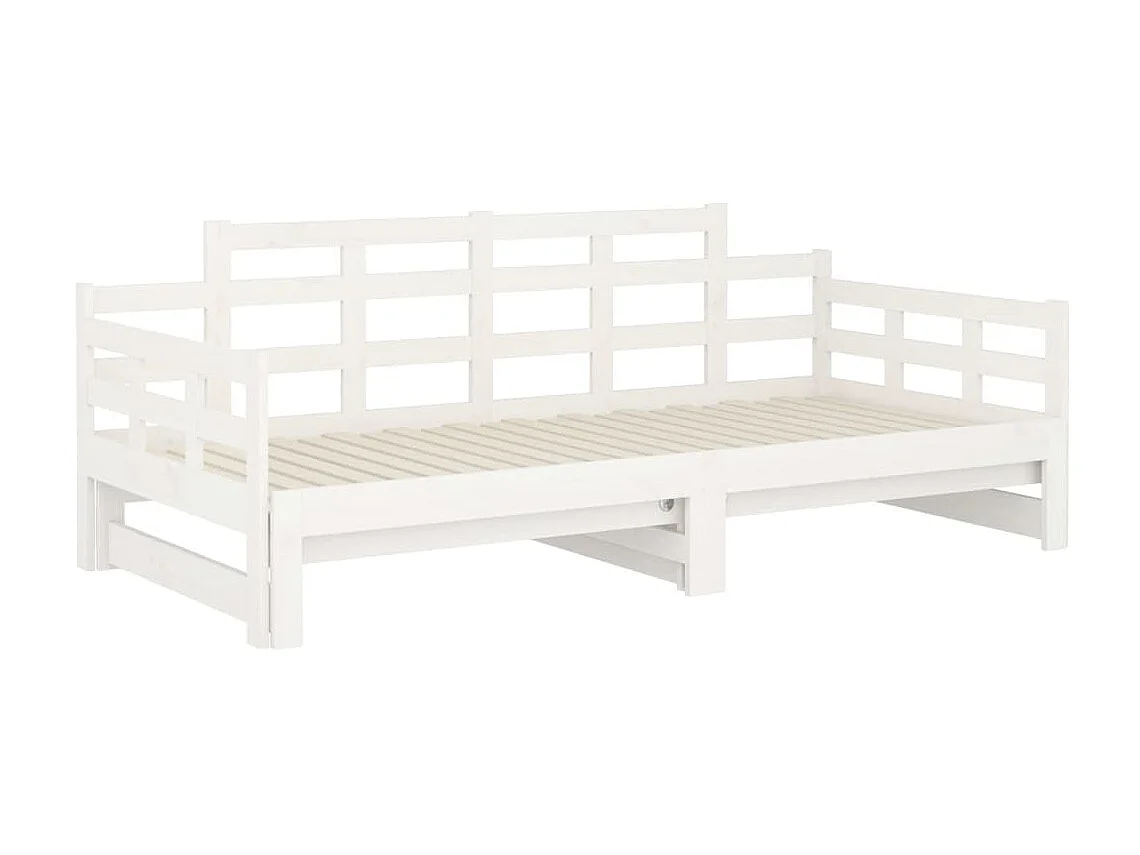 Lit coulissant Blanc Bois de pin solide 2x(80x200) cm