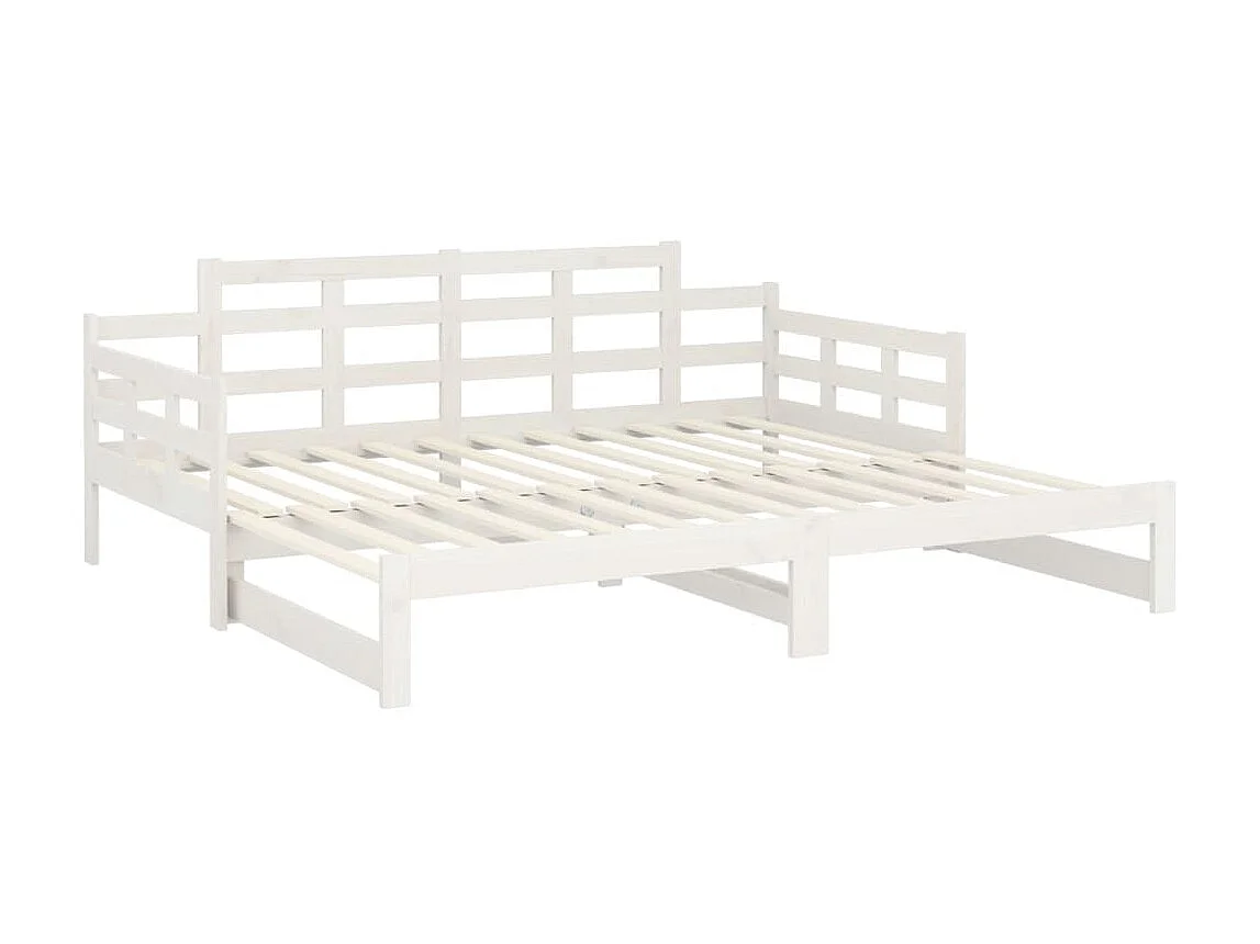 Lit coulissant Blanc Bois de pin solide 2x(80x200) cm