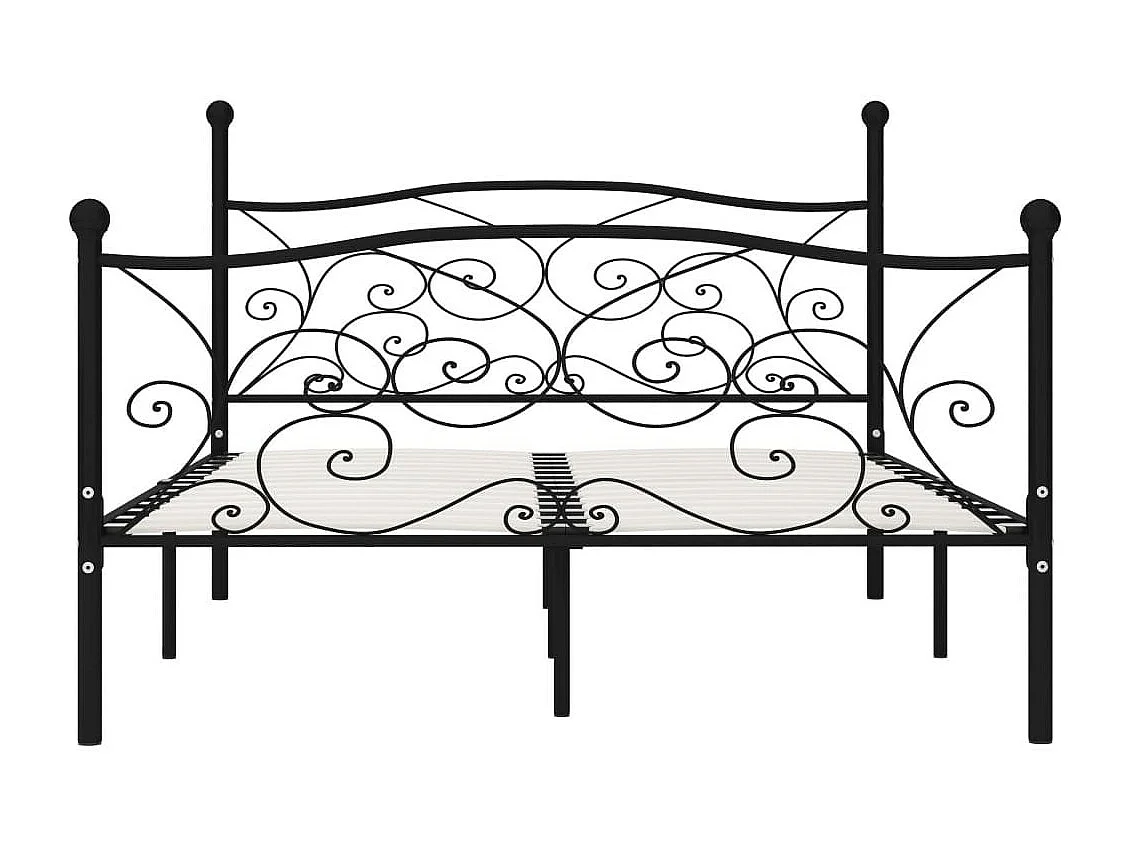 Lit et sommier à lattes Noir Métal 120x200