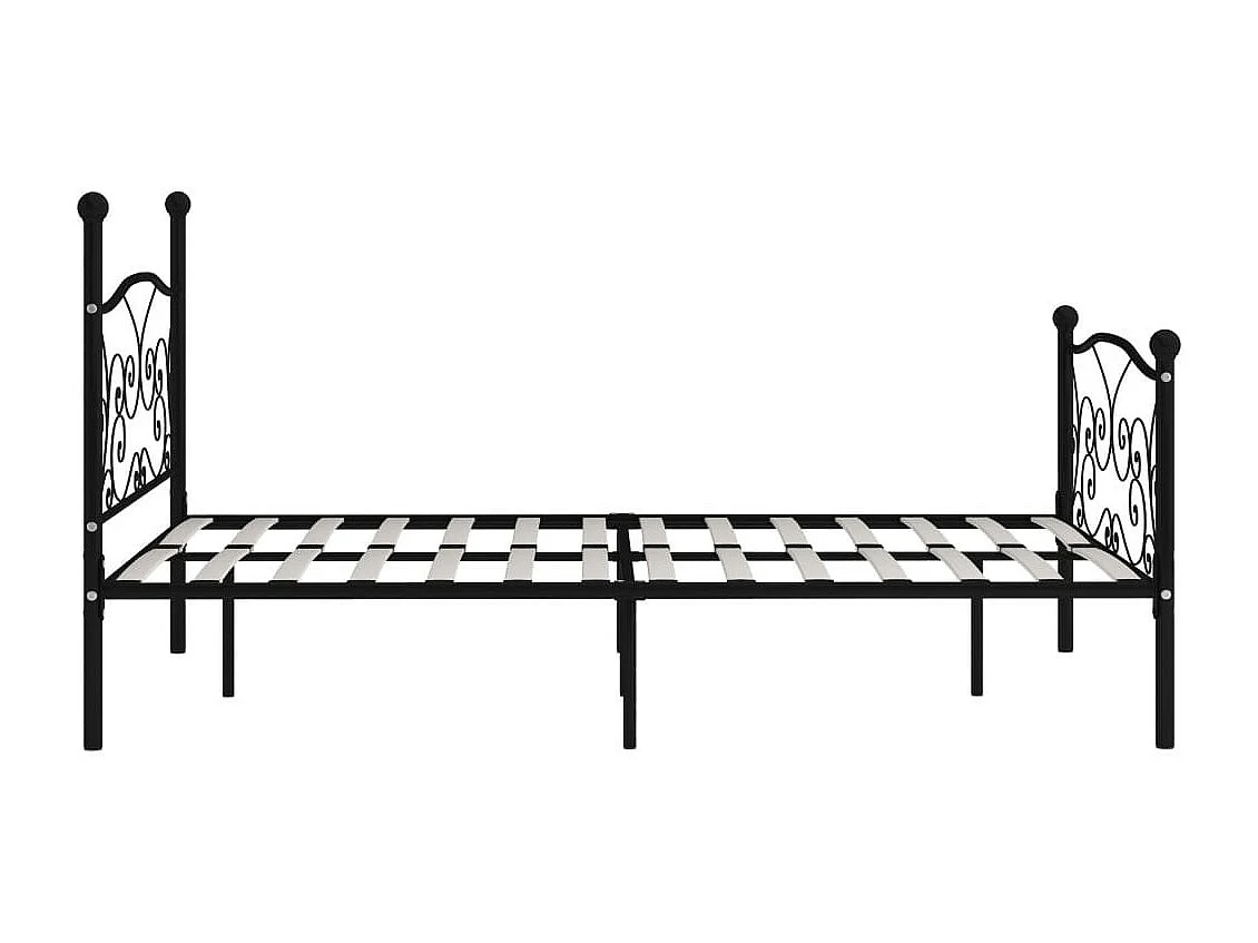 Lit et sommier à lattes Noir Métal 120x200