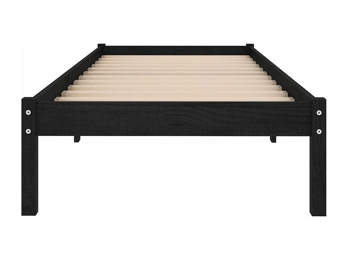 Lit Noir Bois de pin massif 100x200 2