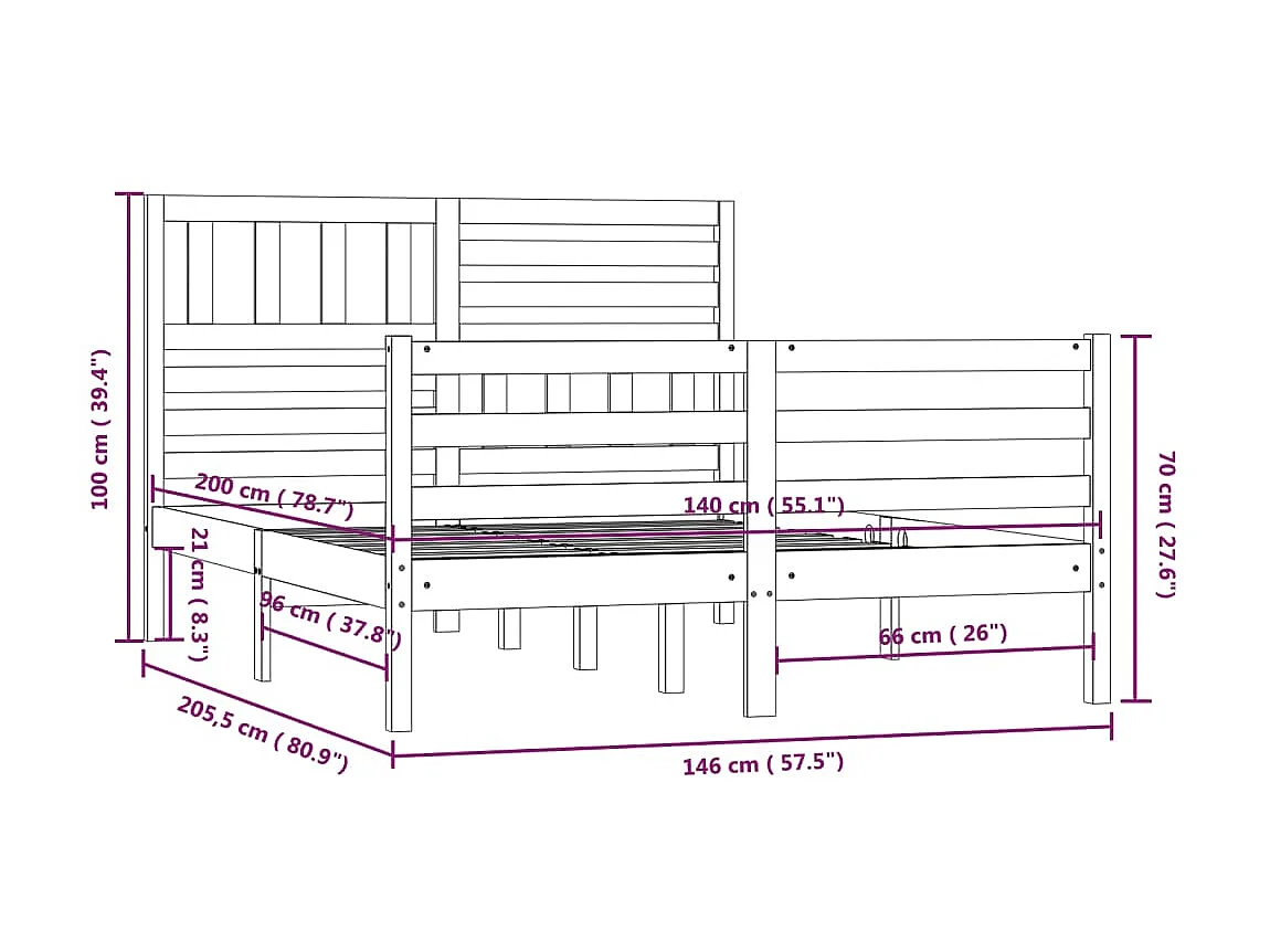 Lit Blanc Bois massif 140x200 4