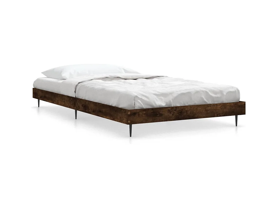 Lit chêne fumé 90x190 bois d'ingénierie