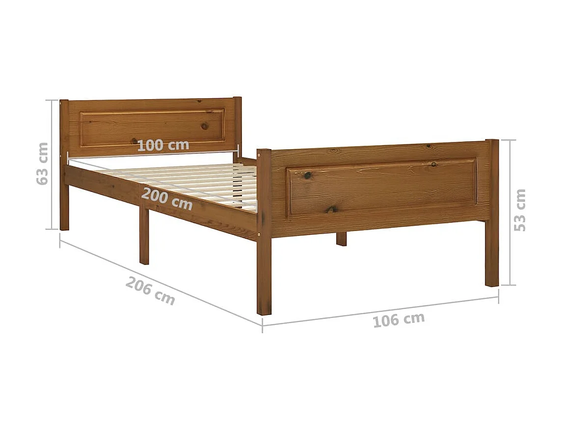 Lit Bois de pin massif Marron miel 100x200