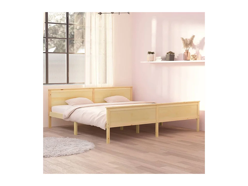 Lit Bois de pin massif 200x200 4