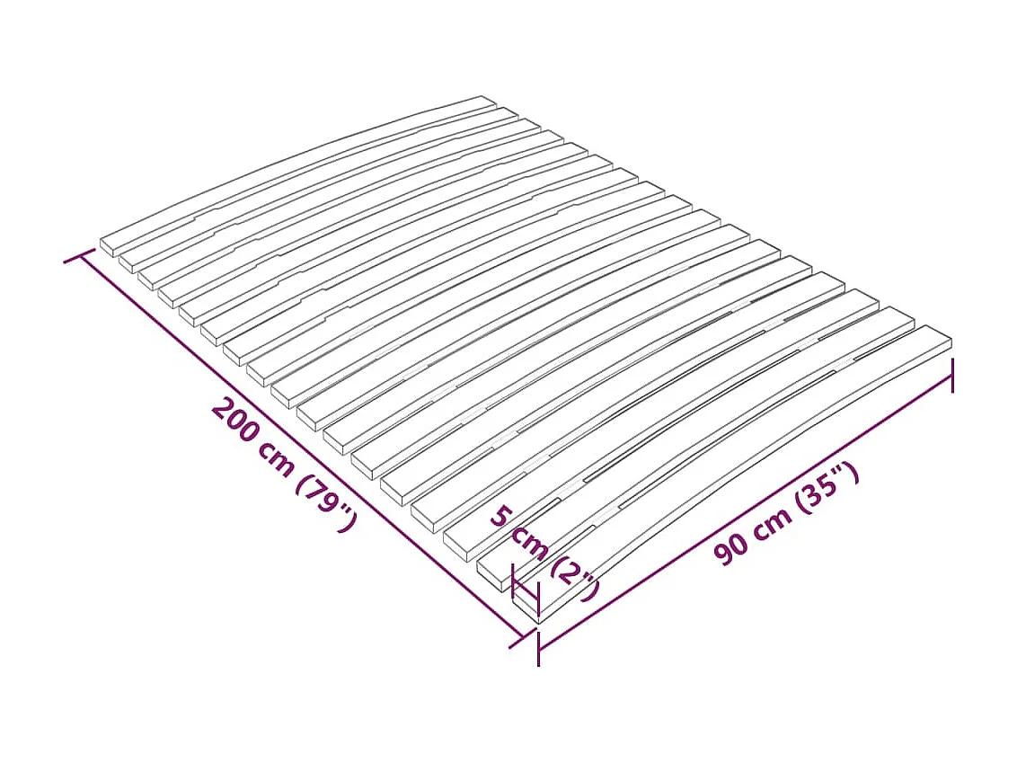 Sommier à lattes en bois de peuplier massif - Confort pour des nuits paisibles-90x200