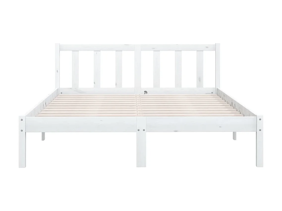 Lit Bois de pin massif Blanc 150x200 UK King