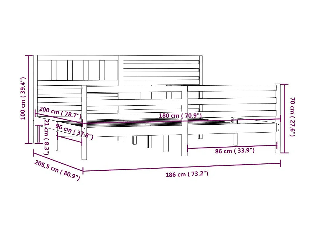 Lit Bois massif 180x200 Super King 2