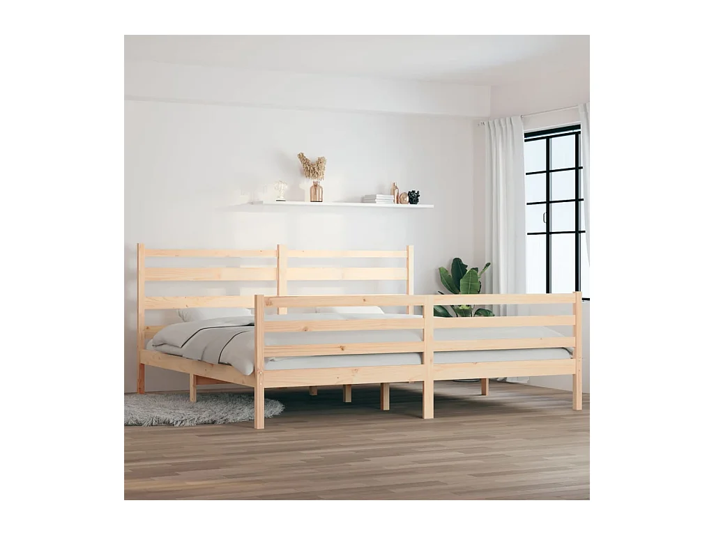 Lit Bois de pin massif 200x200 8