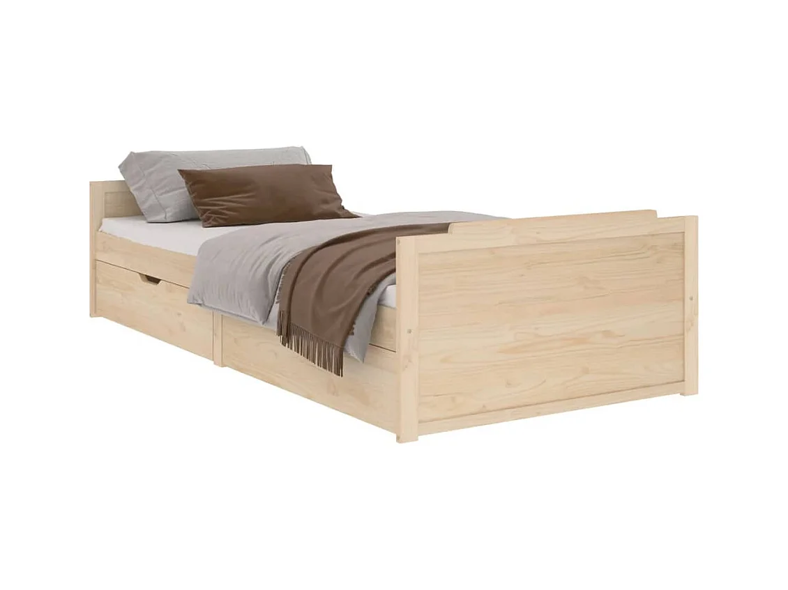 Lit avec tiroirs Bois de pin massif 90x200