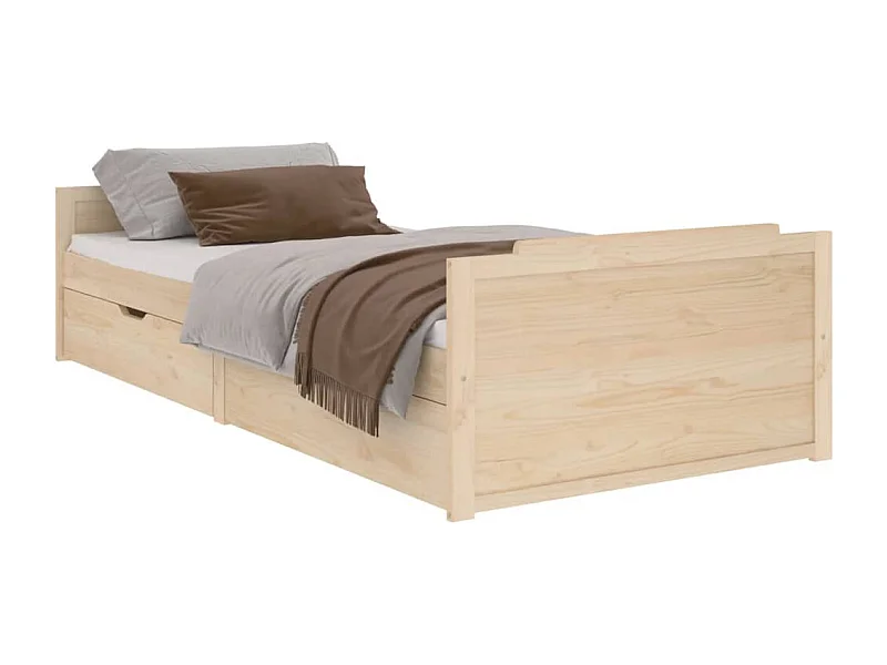 Lit avec tiroirs Bois de pin massif 90x200