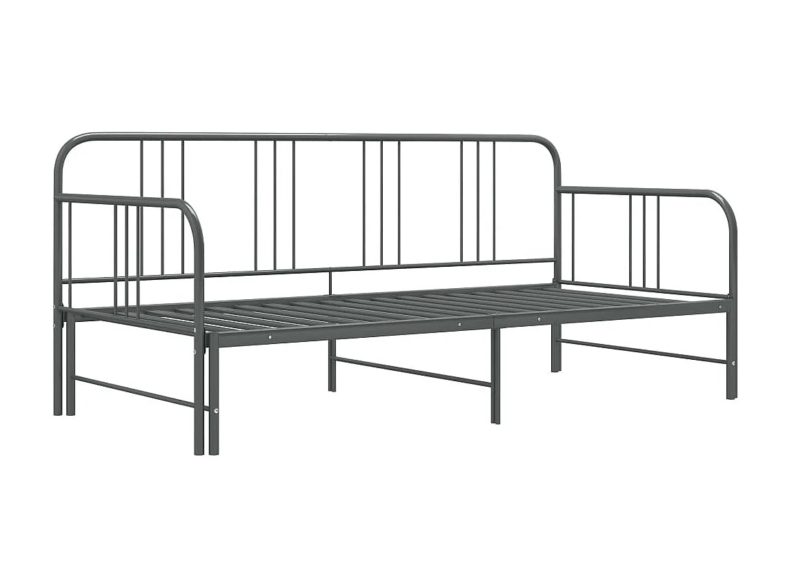 Cadre de canapé-lit extensible Gris Métal 90x200 5