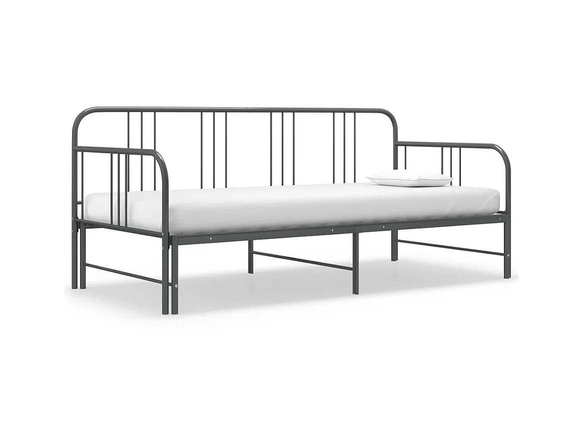 Cadre de canapé-lit extensible Gris Métal 90x200 5