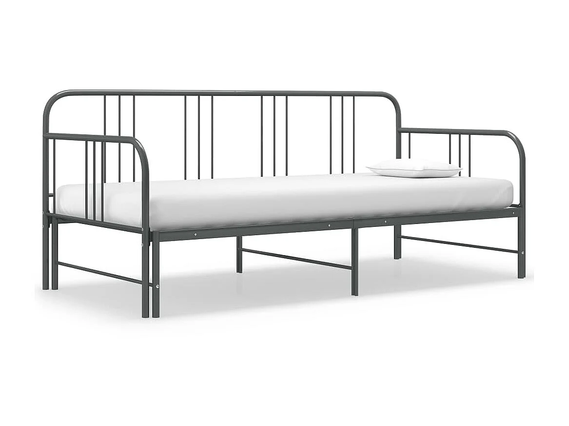 Cadre de canapé-lit extensible Gris Métal 90x200 5