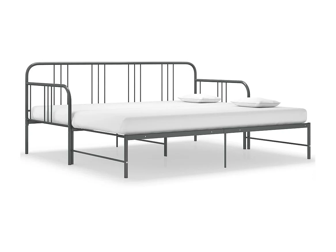 Cadre de canapé-lit extensible Gris Métal 90x200 5