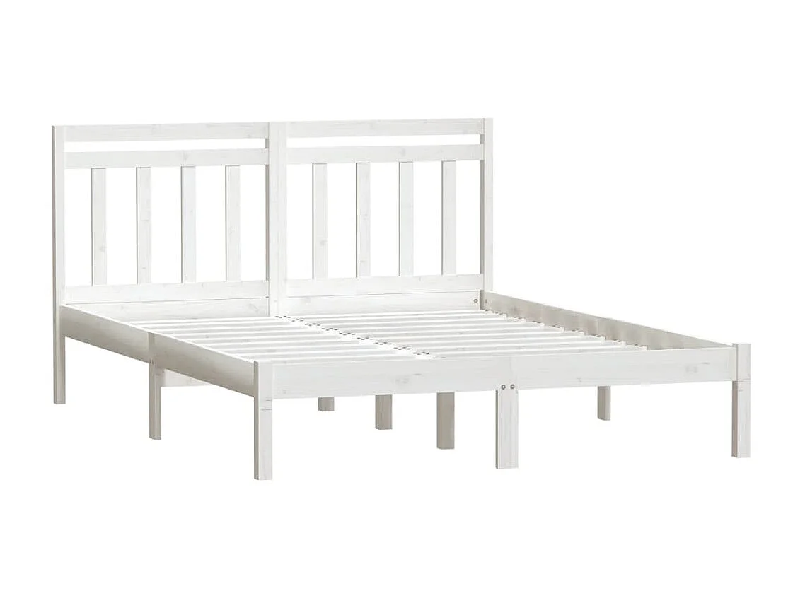 Cadre de lit Blanc Bois massif 150x200 Très grand 2