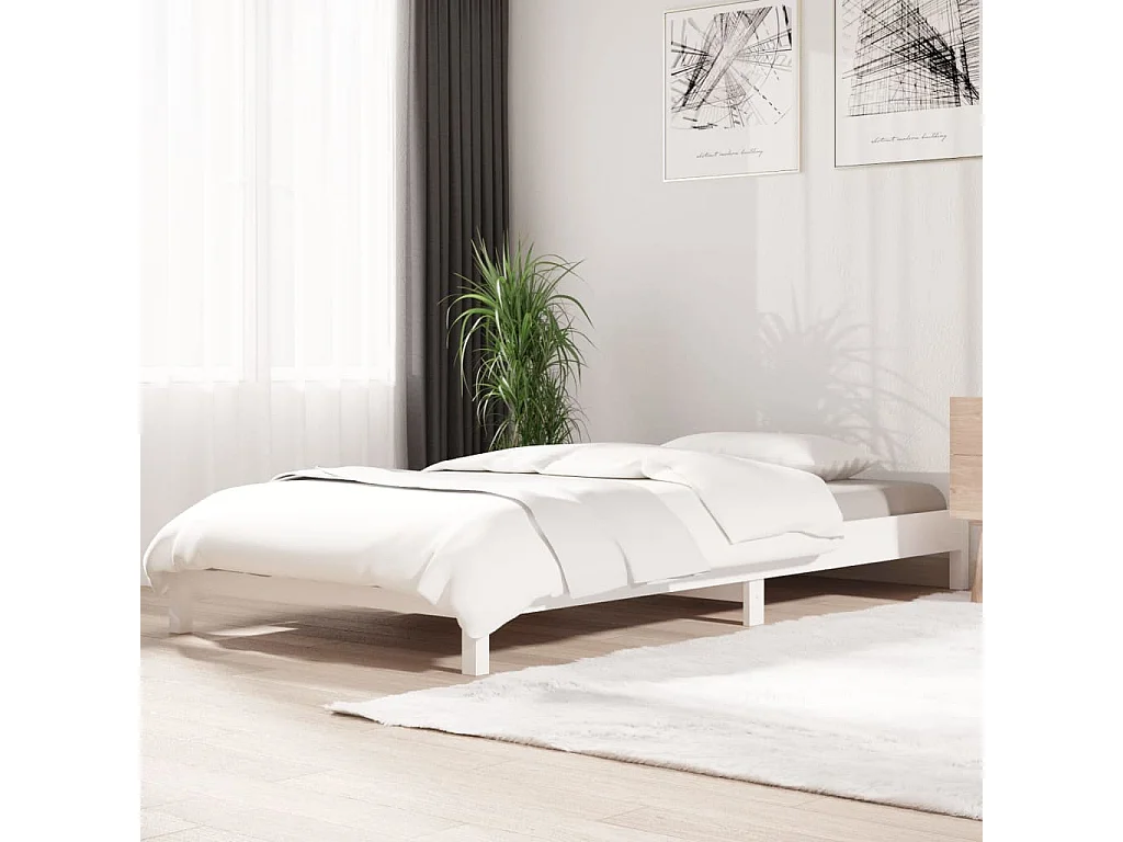 Lit empilable Blanc 90x190 Bois de pin massif