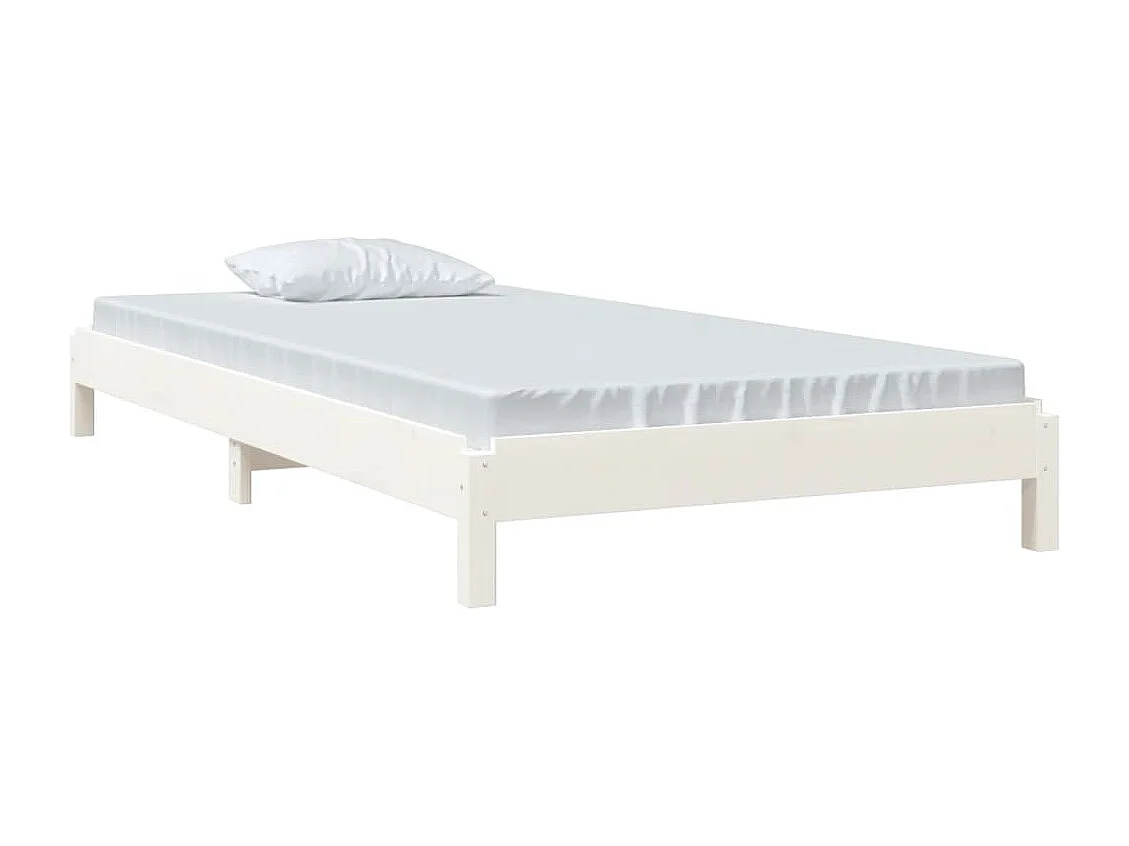 Lit empilable Blanc 90x190 Bois de pin massif