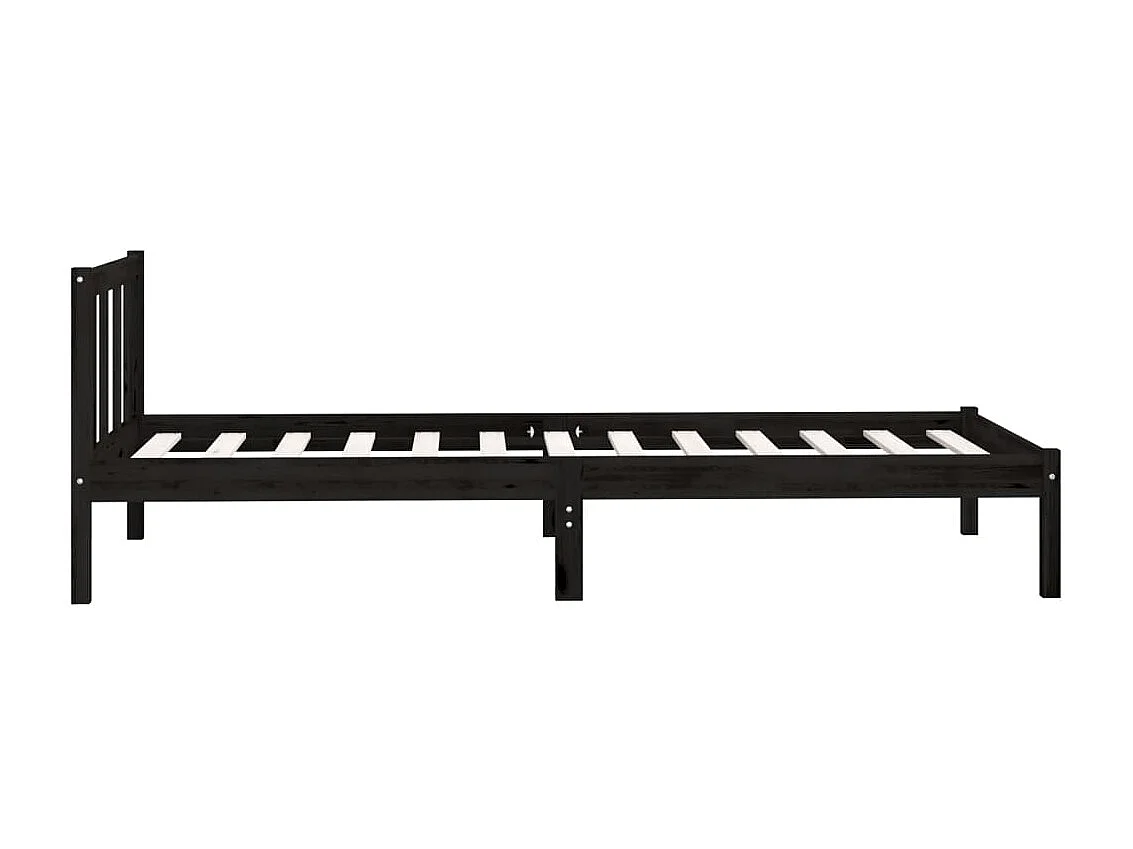Lit Noir Bois de pin massif 90x190 UK Simple