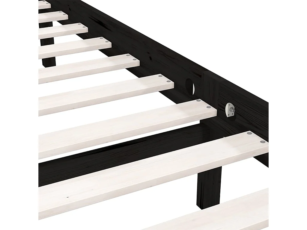 Lit Noir Bois de pin massif 90x190 UK Simple