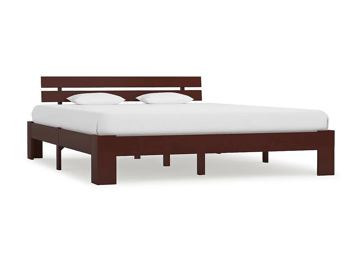 Lit Marron foncé Bois de pin massif 180x200