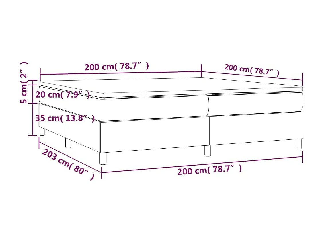 Lit à sommier tapissier avec matelas Marron foncé 200x200