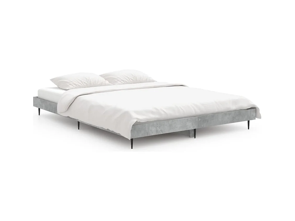 Lit gris béton 140x190 bois d'ingénierie