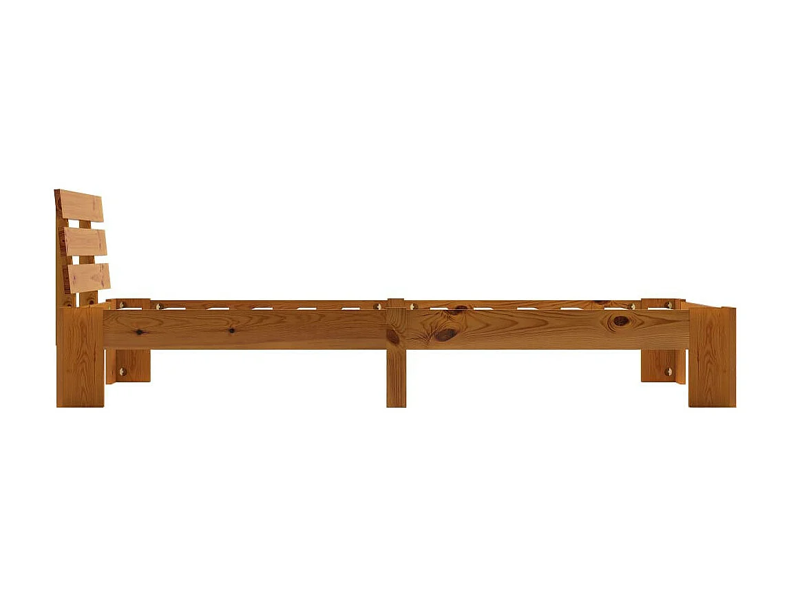 Lit Marron miel Bois de pin massif 90x200