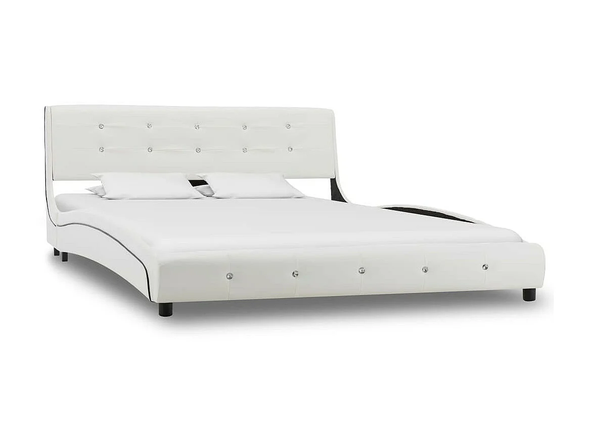 Lit avec matelas Blanc Similicuir 140x200 5