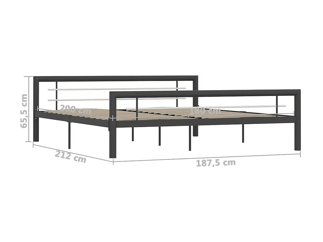 Lit Gris et blanc Métal 180x200