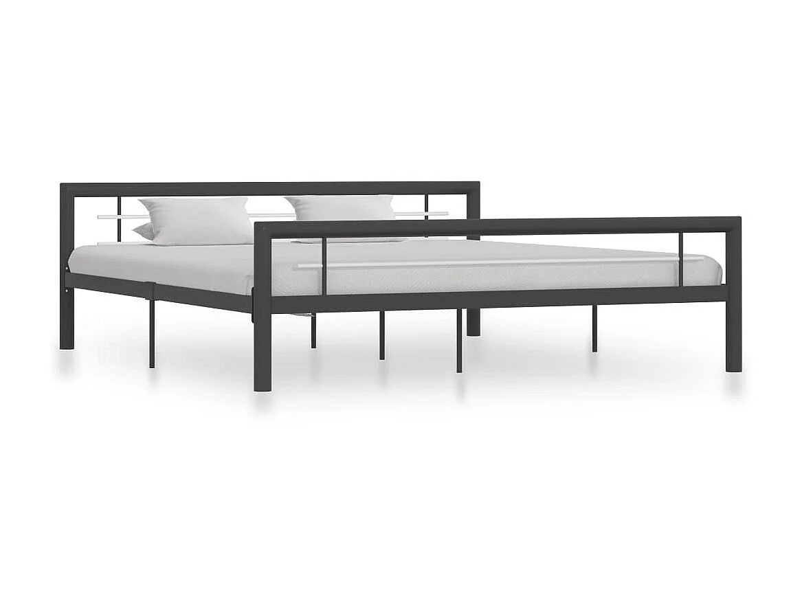 Lit Gris et blanc Métal 180x200