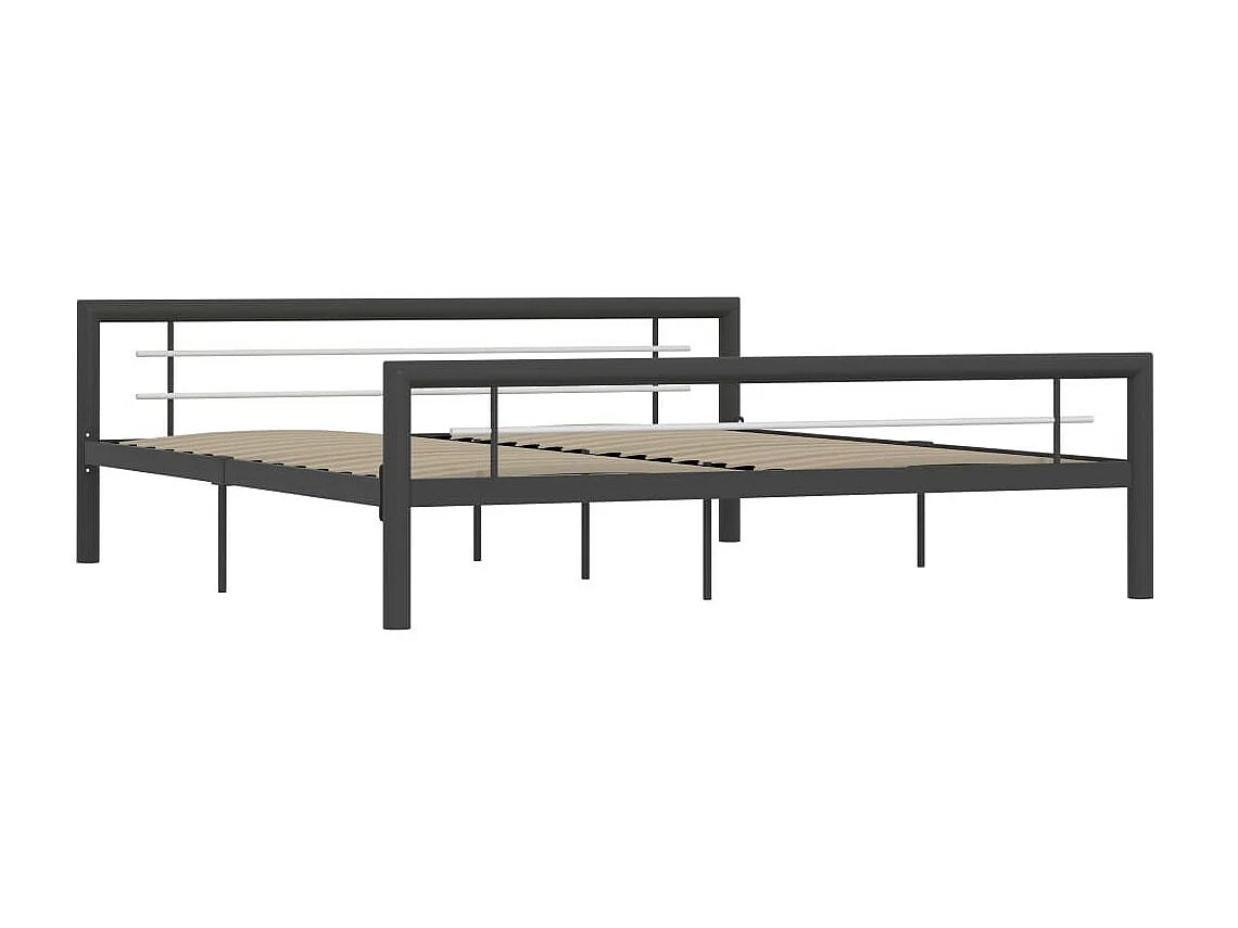 Lit Gris et blanc Métal 180x200