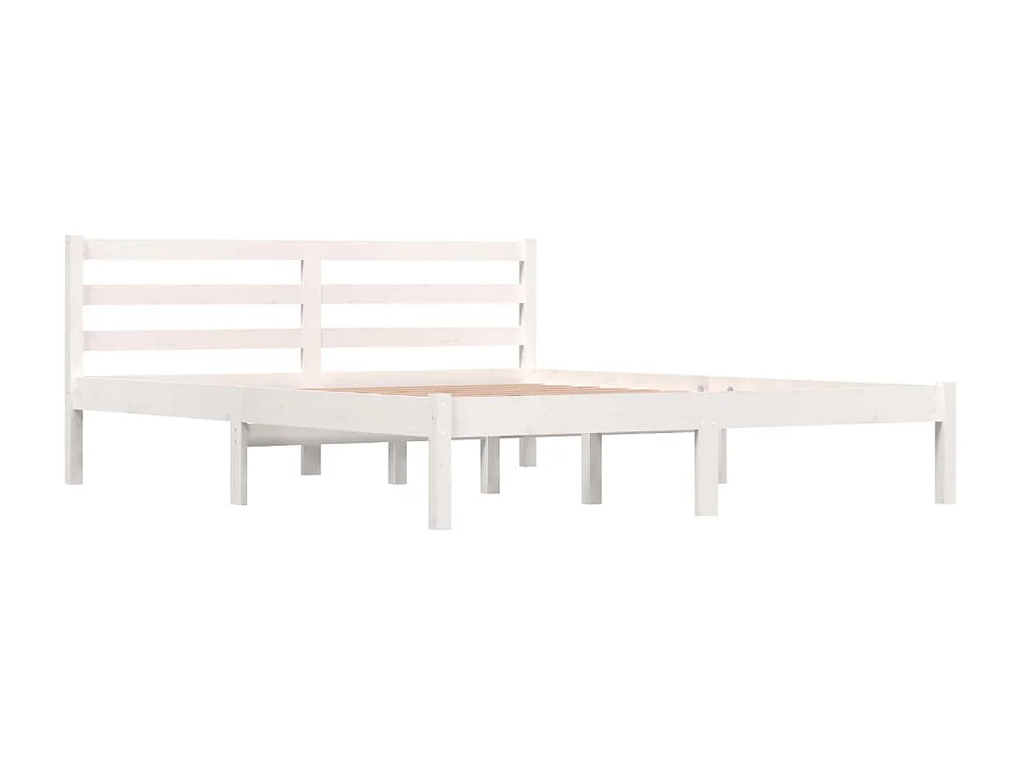 Lit Bois de pin massif 150x200 Blanc très grand