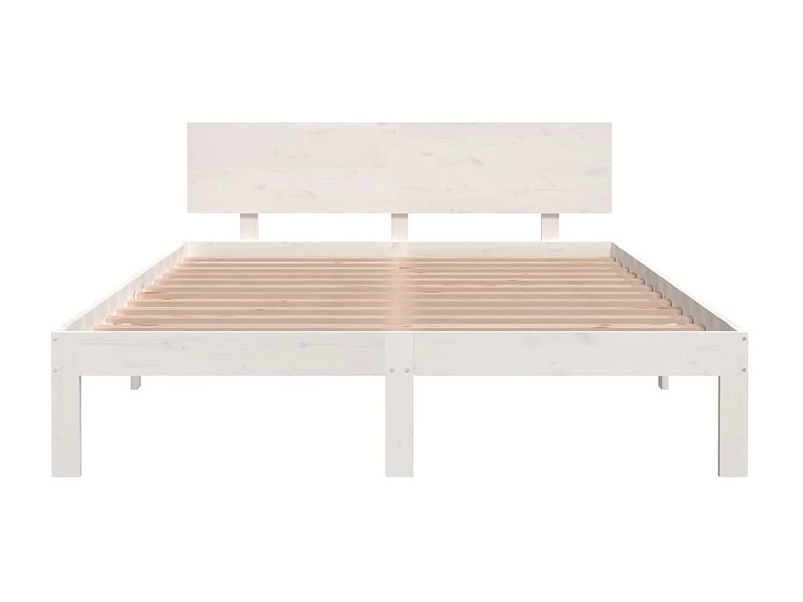 Lit Blanc Bois de pin massif 140x200 2