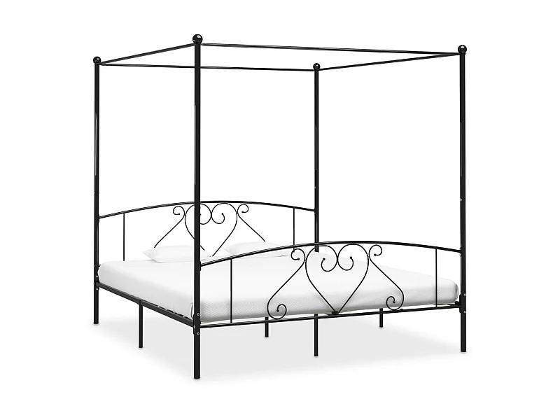 Lit à baldaquin Noir Métal 180x200