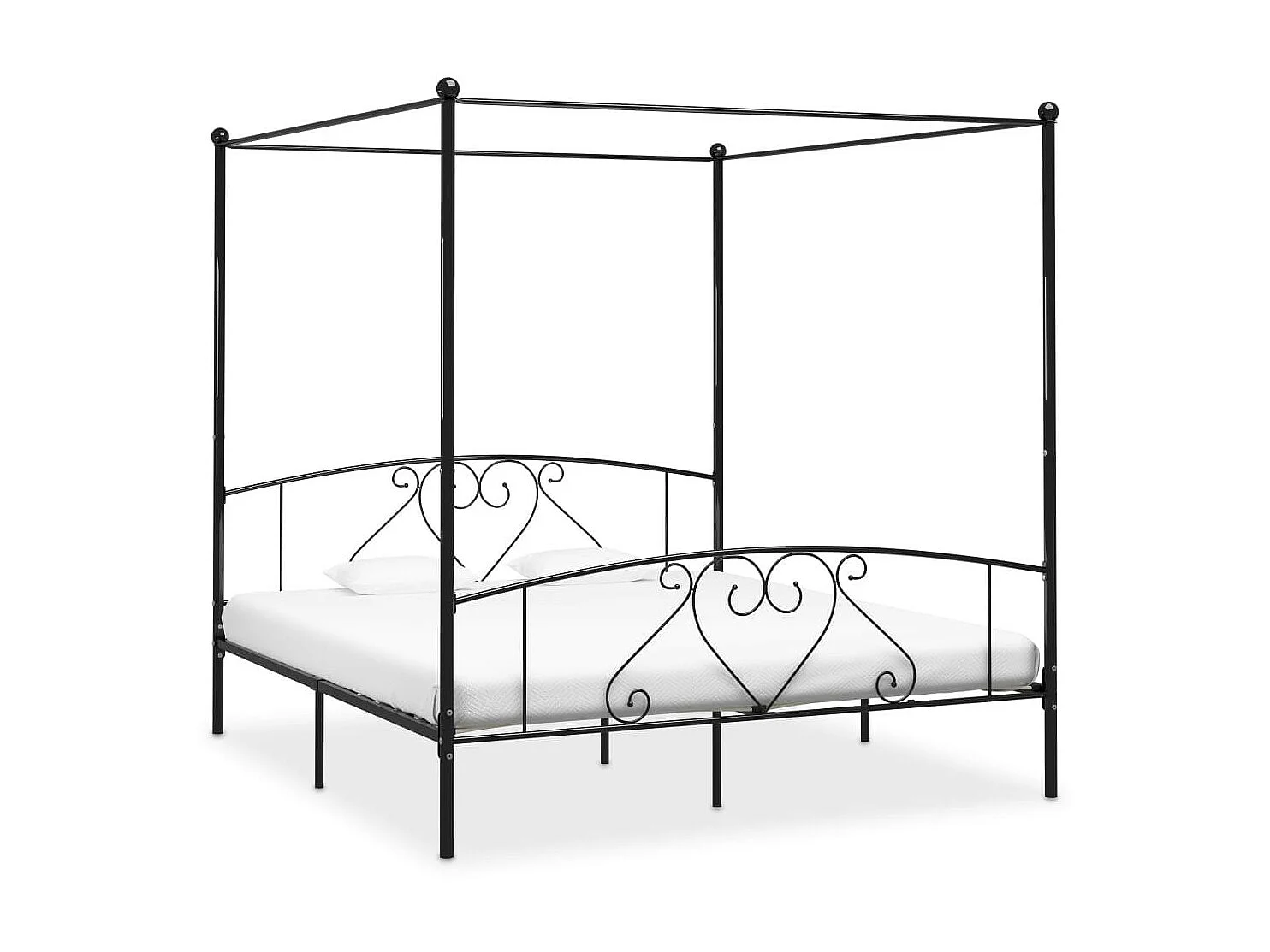 Lit à baldaquin Noir Métal 180x200