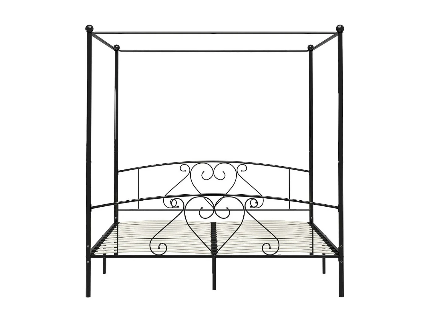 Lit à baldaquin Noir Métal 180x200