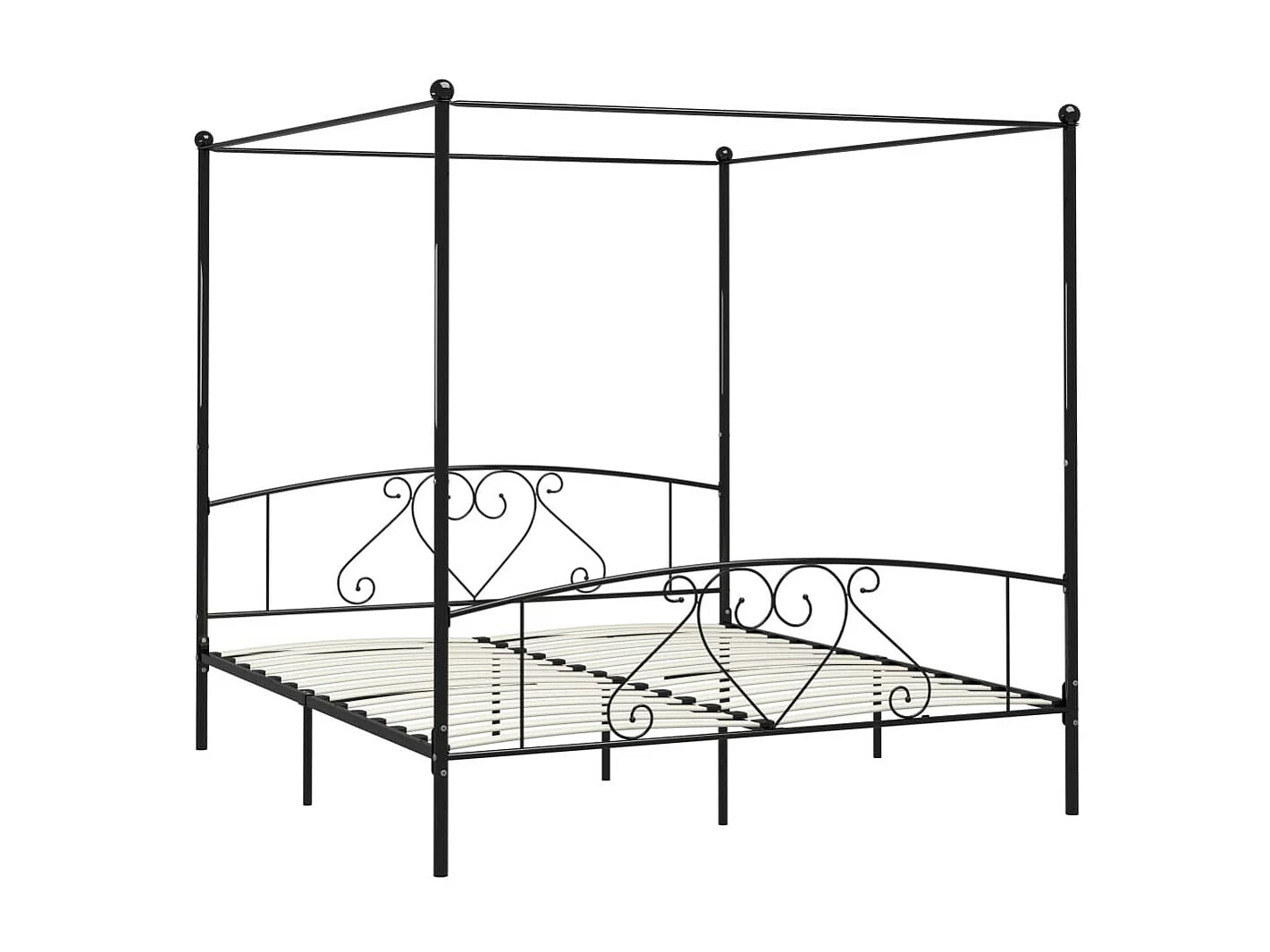 Lit à baldaquin Noir Métal 180x200