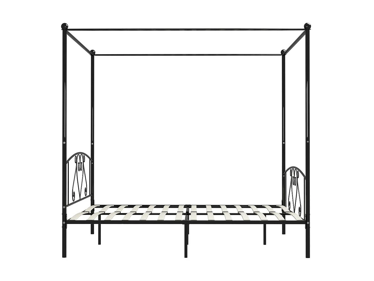 Lit à baldaquin Noir Métal 180x200