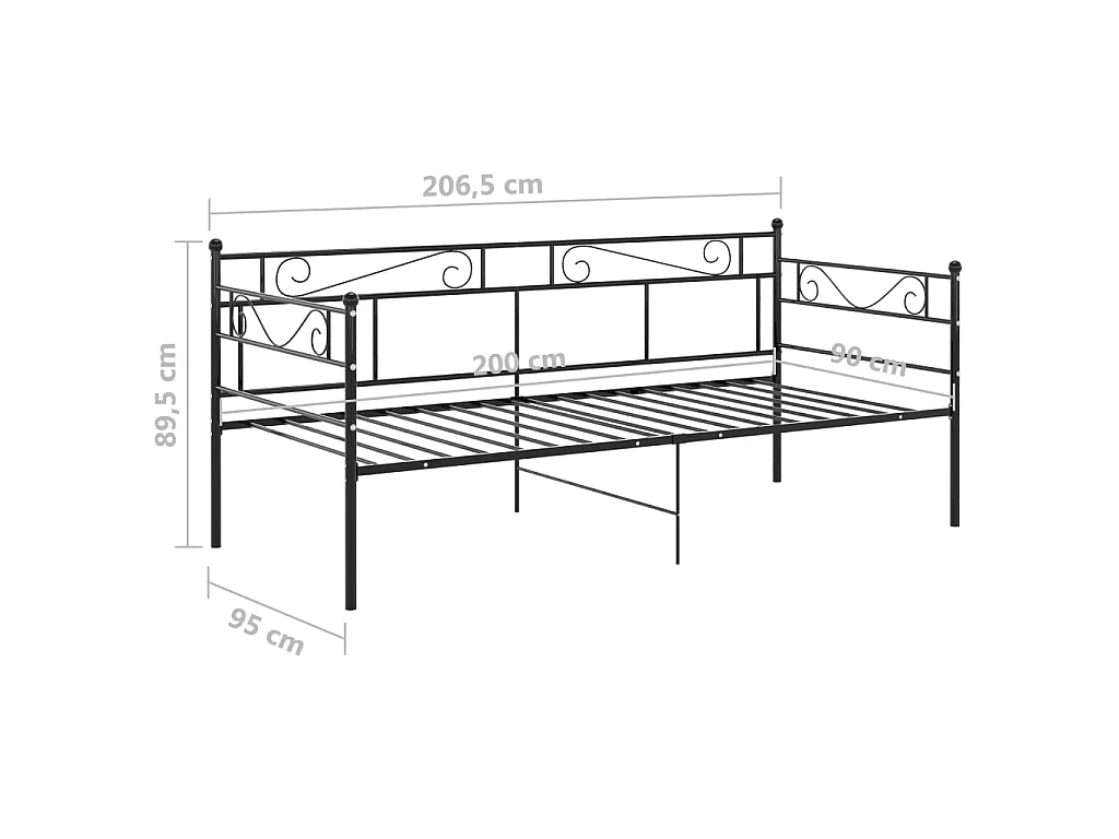 Cadre de canapé-lit Noir Métal 90x200