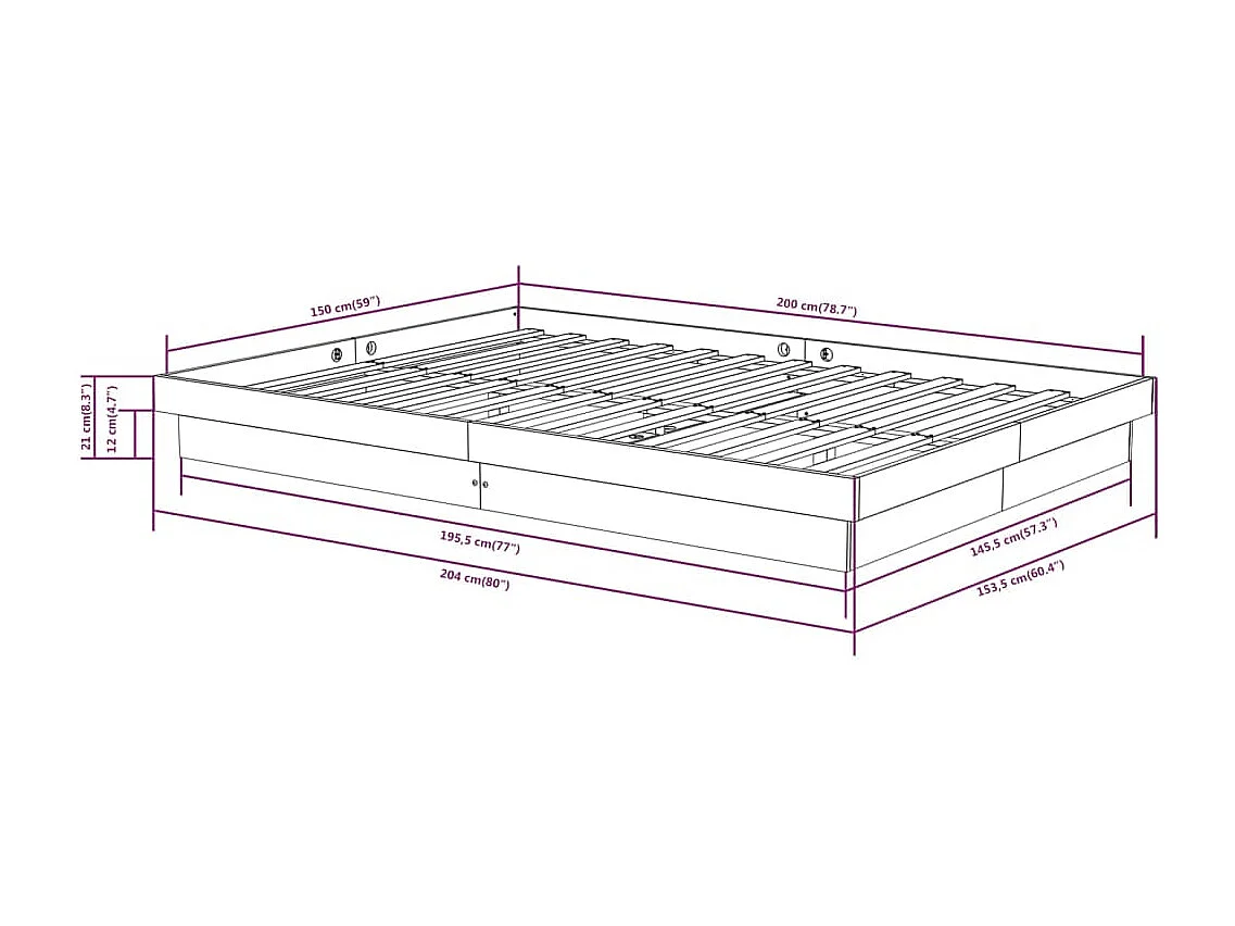 Lit Bois massif 150x200 Grand