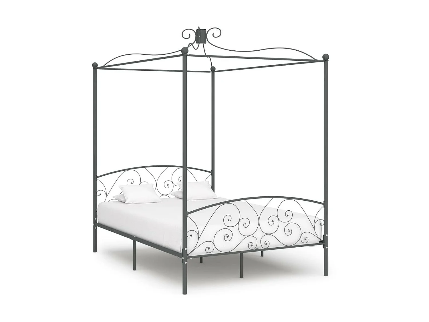 Lit à baldaquin Gris Métal 120x200 2