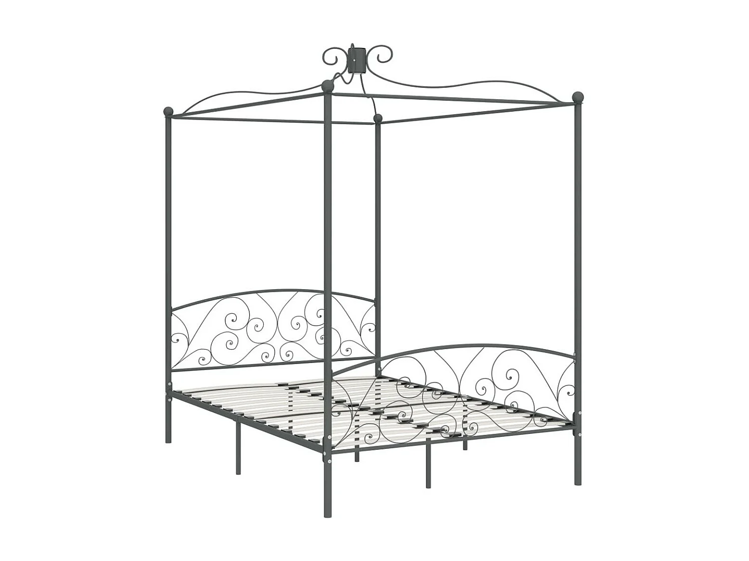 Lit à baldaquin Gris Métal 120x200 2