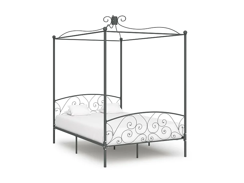 Lit à baldaquin Gris Métal 120x200 2
