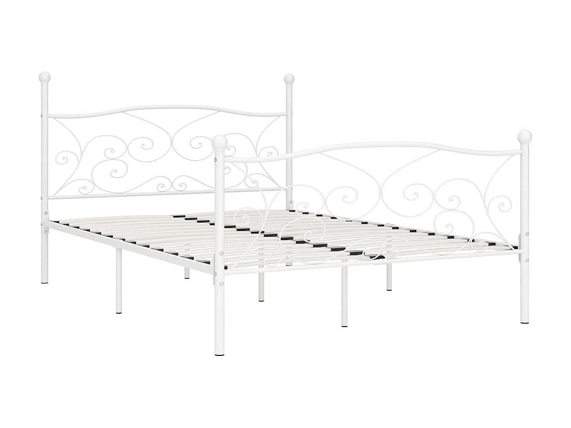 Lit et sommier à lattes Blanc Métal 140x200