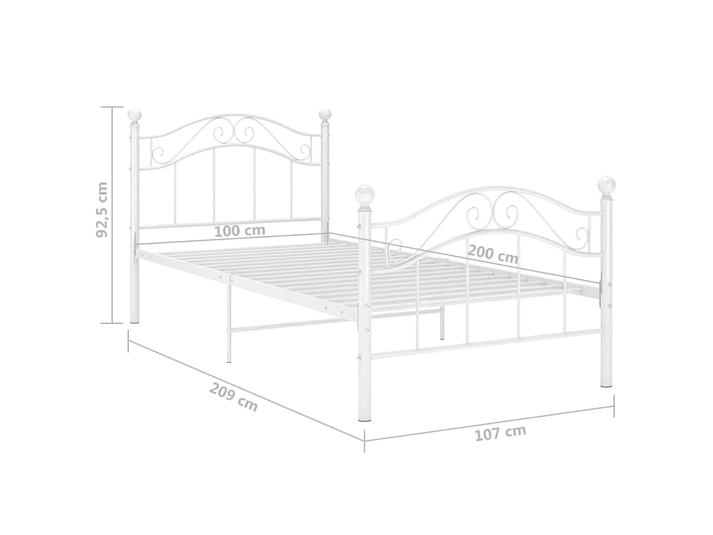 Lit Blanc Métal 100x200 5