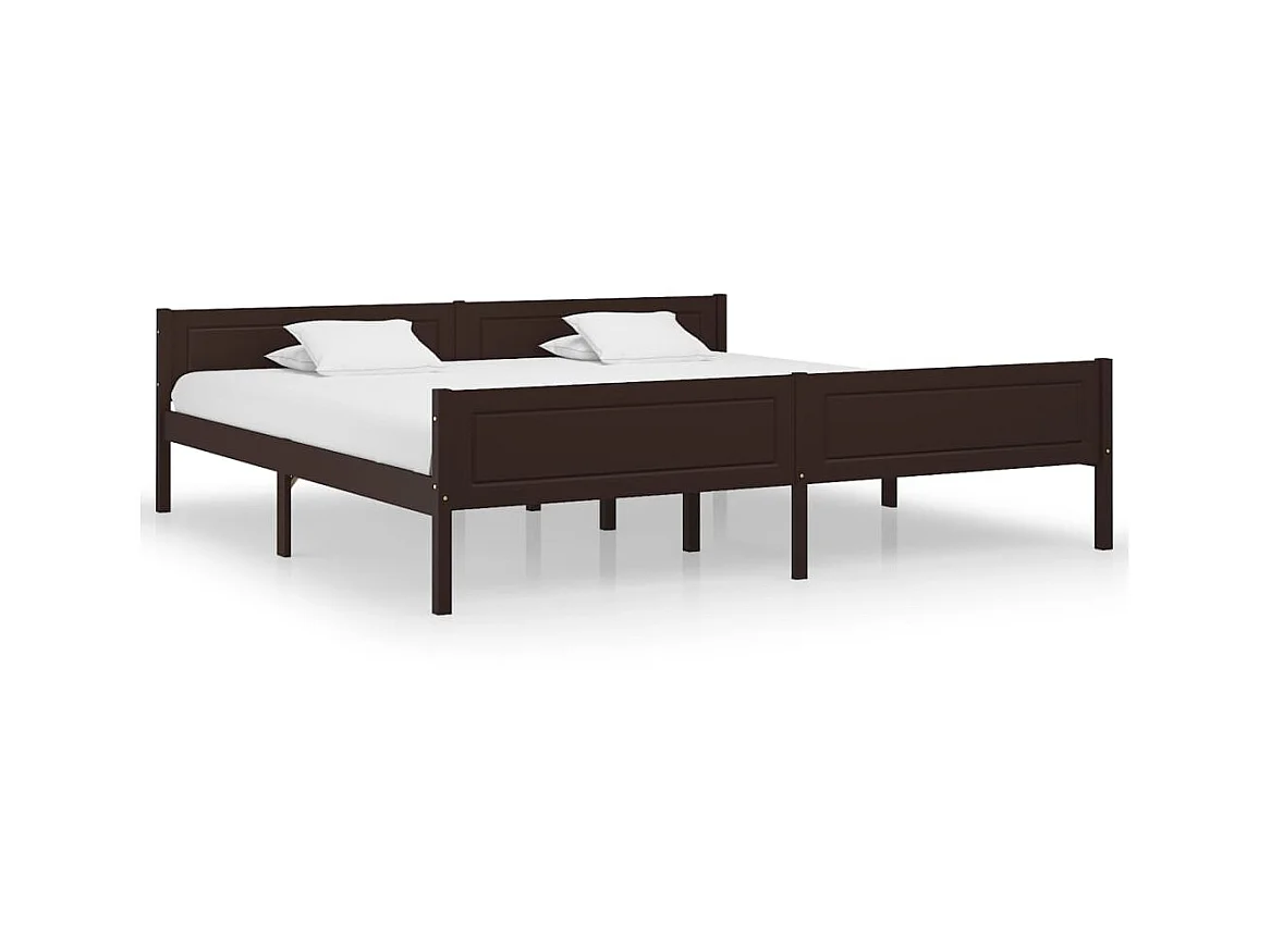 Lit Bois de pin massif Marron foncé 200x200