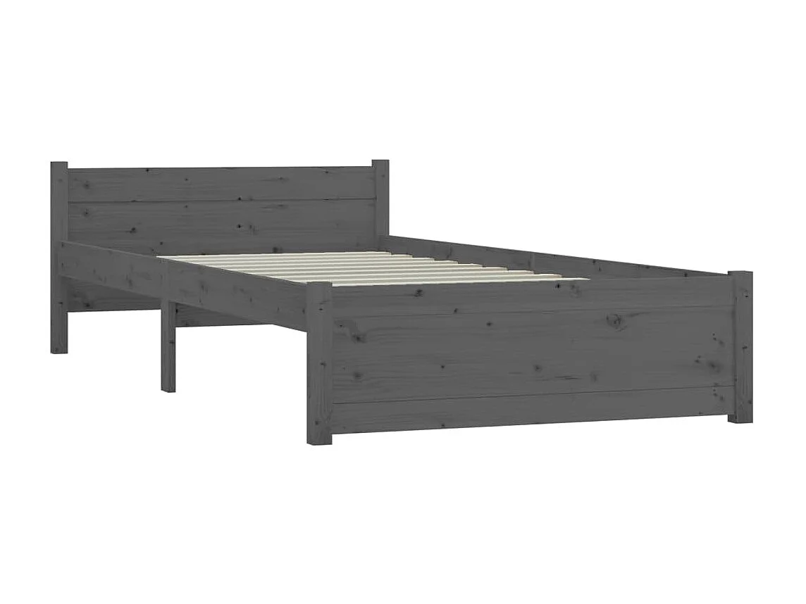 Lit Gris Bois massif 75x190 Petit simple 5