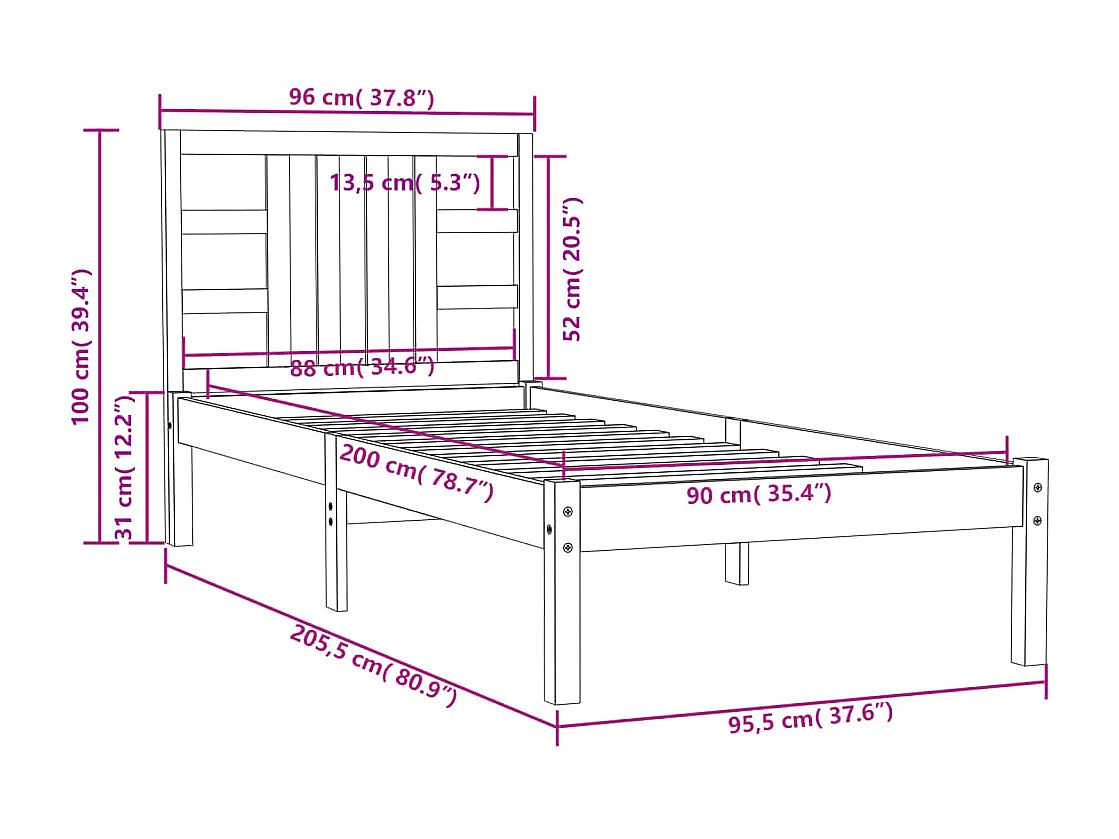 Lit Bois massif 90x200 2