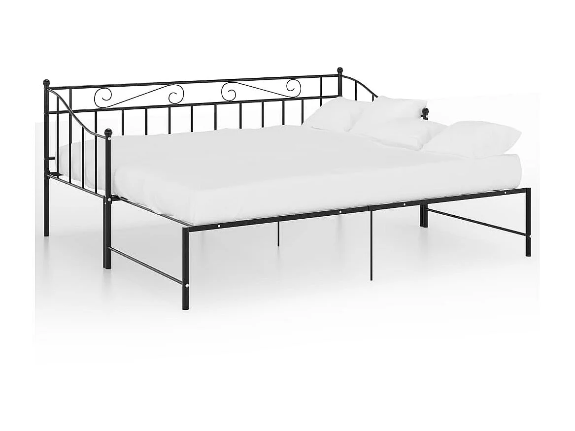 Cadre de canapé-lit extensible Noir Métal 90x200 4